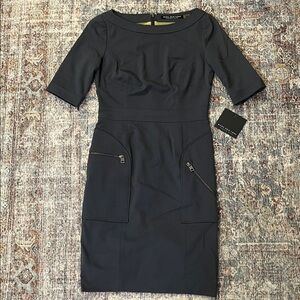 Andrew Marc Mid-Mod Dark Grey Sheath Dress (size 0)